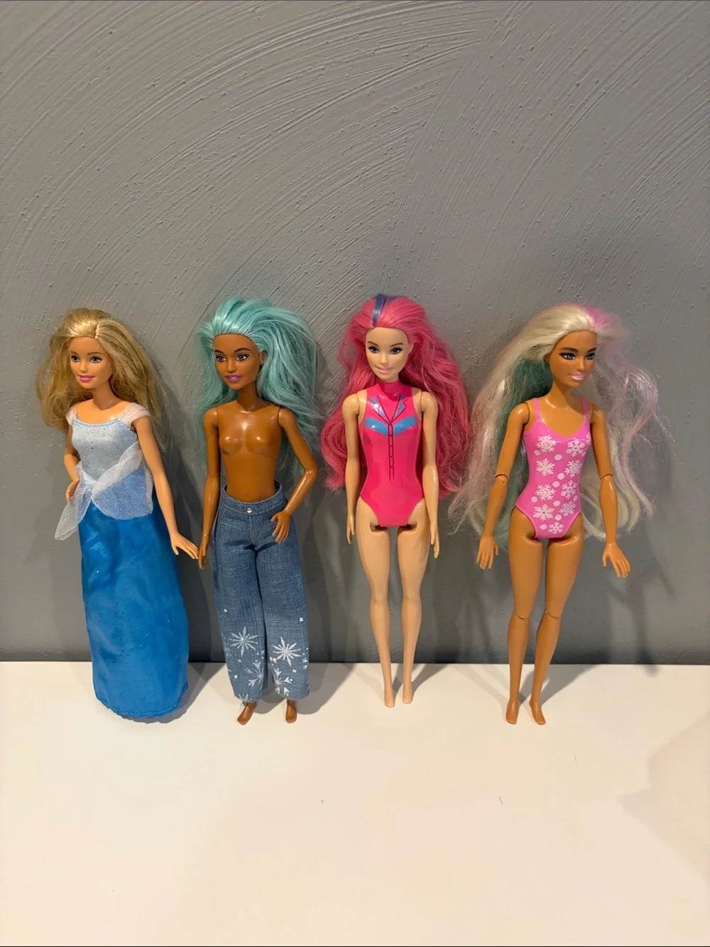 Barbie Colorful Fashion Dolls Bundle - Pink, Blue, Teal, Blonde